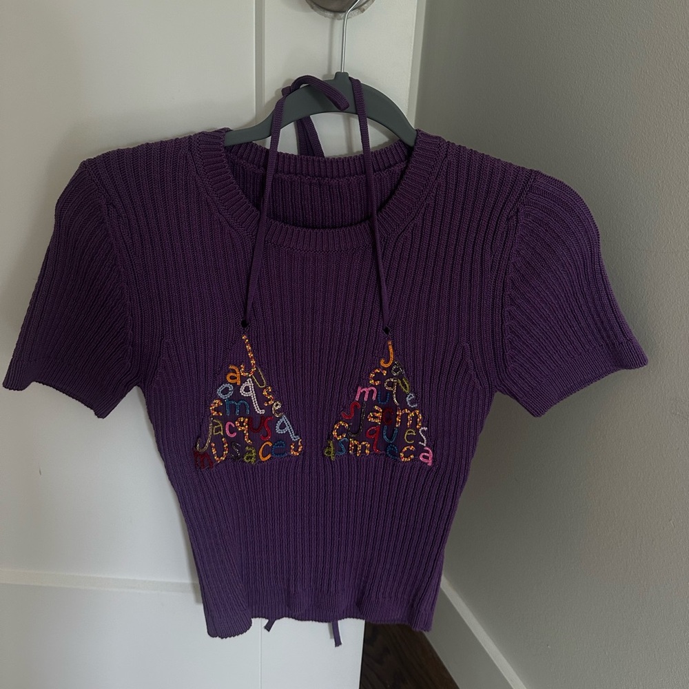 Jacquemus Purple Ribbed Knit Top